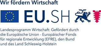 Wir fördern Wirtschaft - EU SH - Landesprogramm Wirtschaft: Gefördert durch die Europäische Union - Europäischer Fonds für regionale Entwicklung (EFRE), den Bund und das Land Schleswig-Holstein
